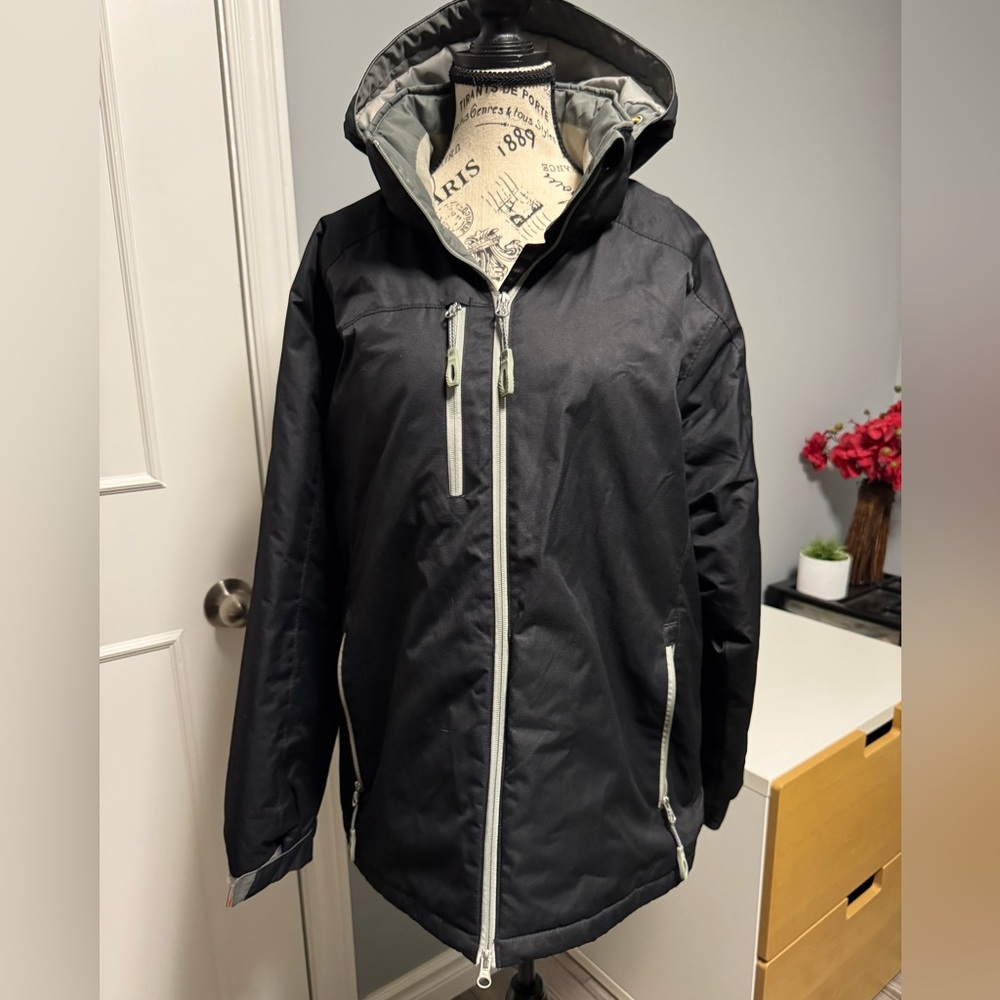 Women's Black Hooded Ski Jacket - Outer Boundary - Large
